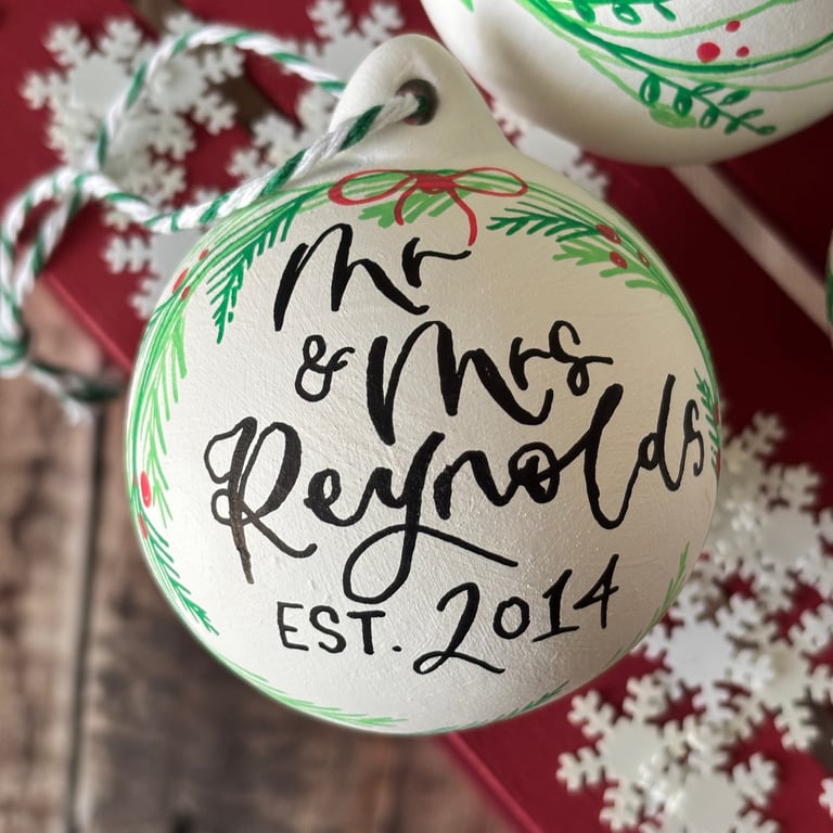 Personalised Ceramic Christmas Bauble, Christmas Tree Decoration 