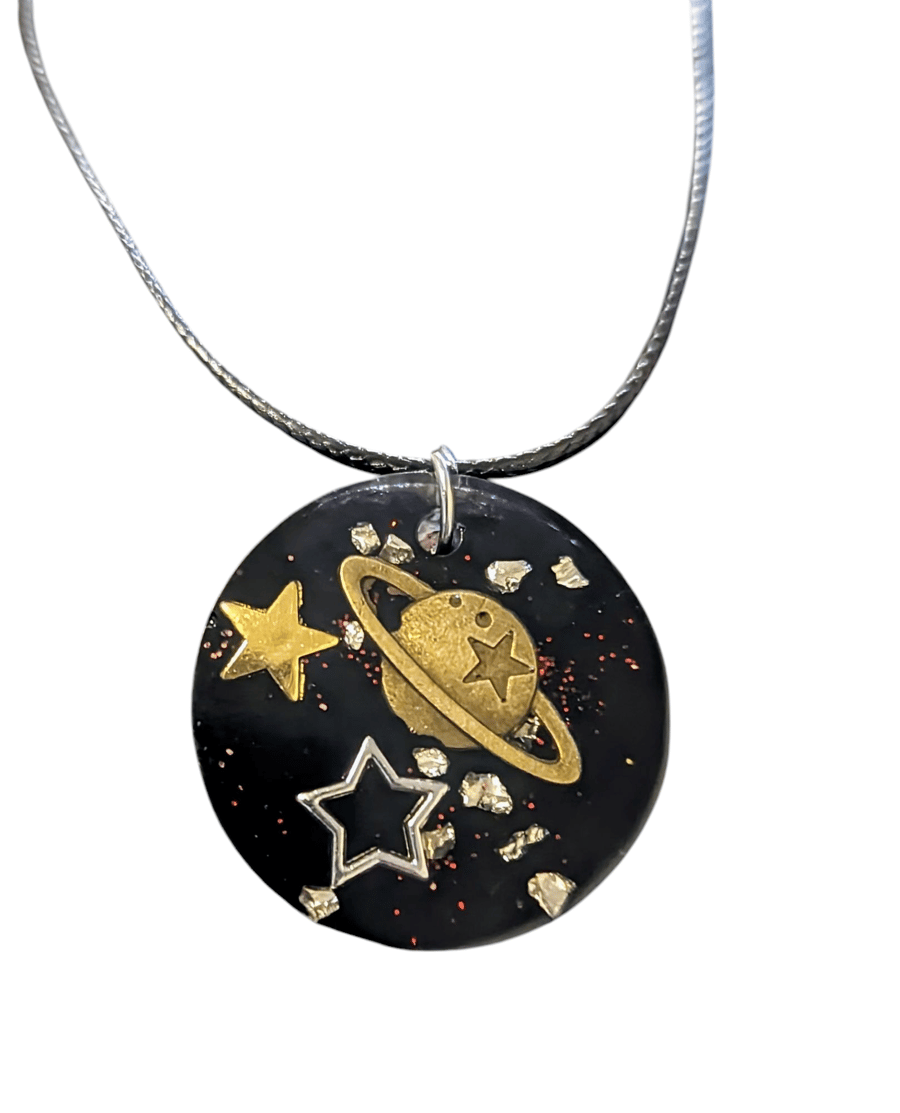Handmade space themed necklace 