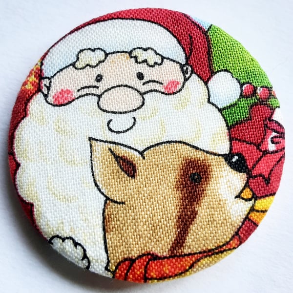 Santa Christmas Badge Textile Badge 45mm