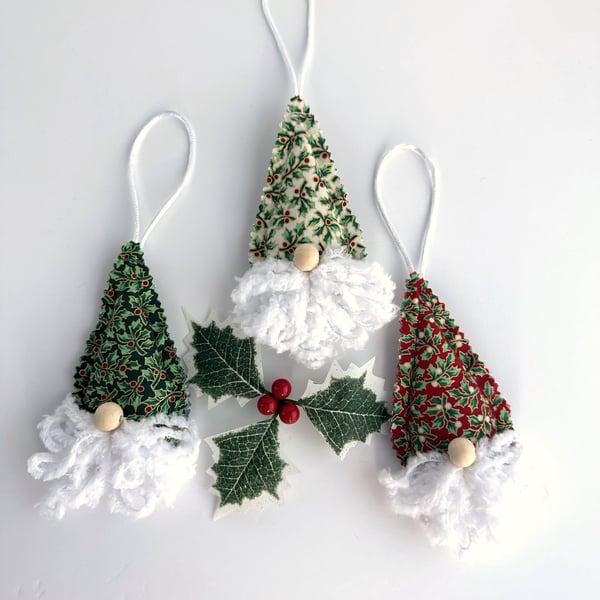 Set of 3 Gnome Hanging Christmas Decorations