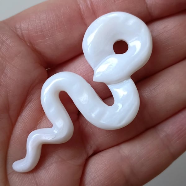 Mother of Pearl Snake Carved Brooch