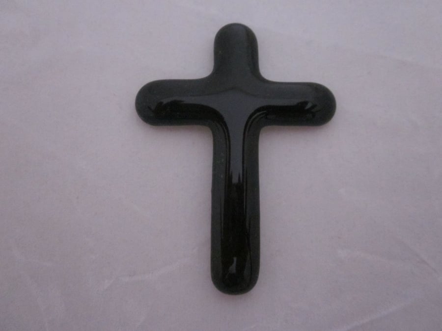 Handmade cast glass holding cross - Deep dark forest
