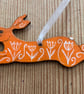 Hand painted wooden hanging  hare - Image 2