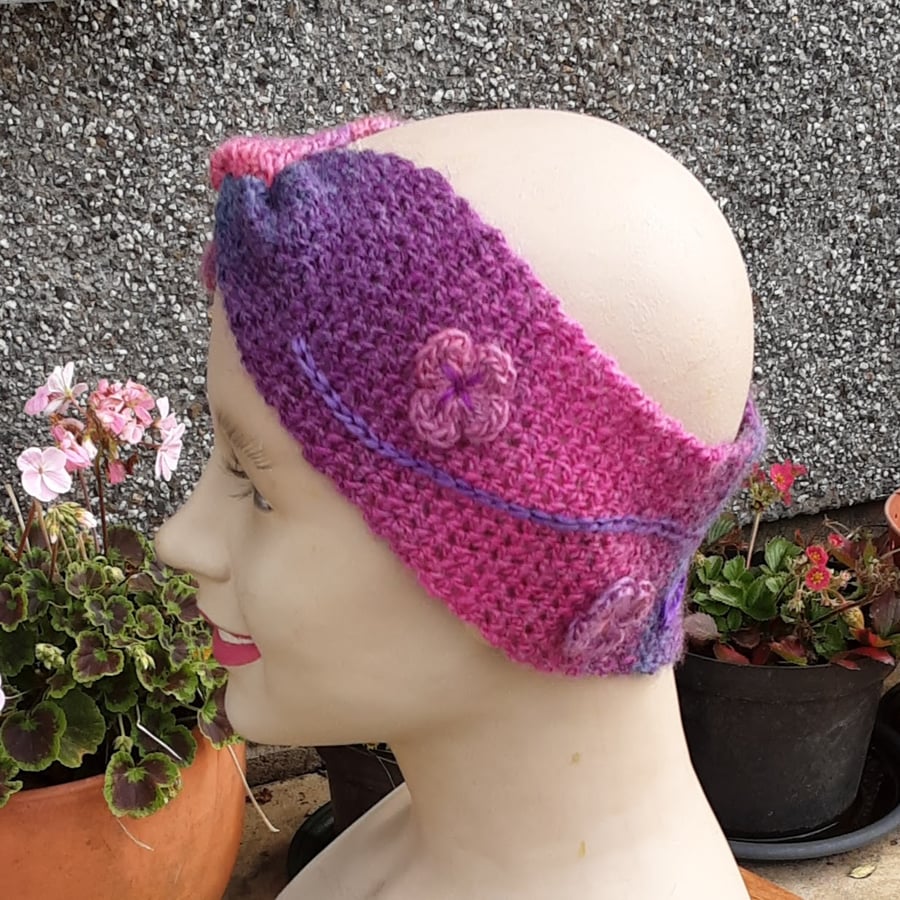 Headband. Ear warmers.  Twisted headband. Crochet. Free UK first class postage. 