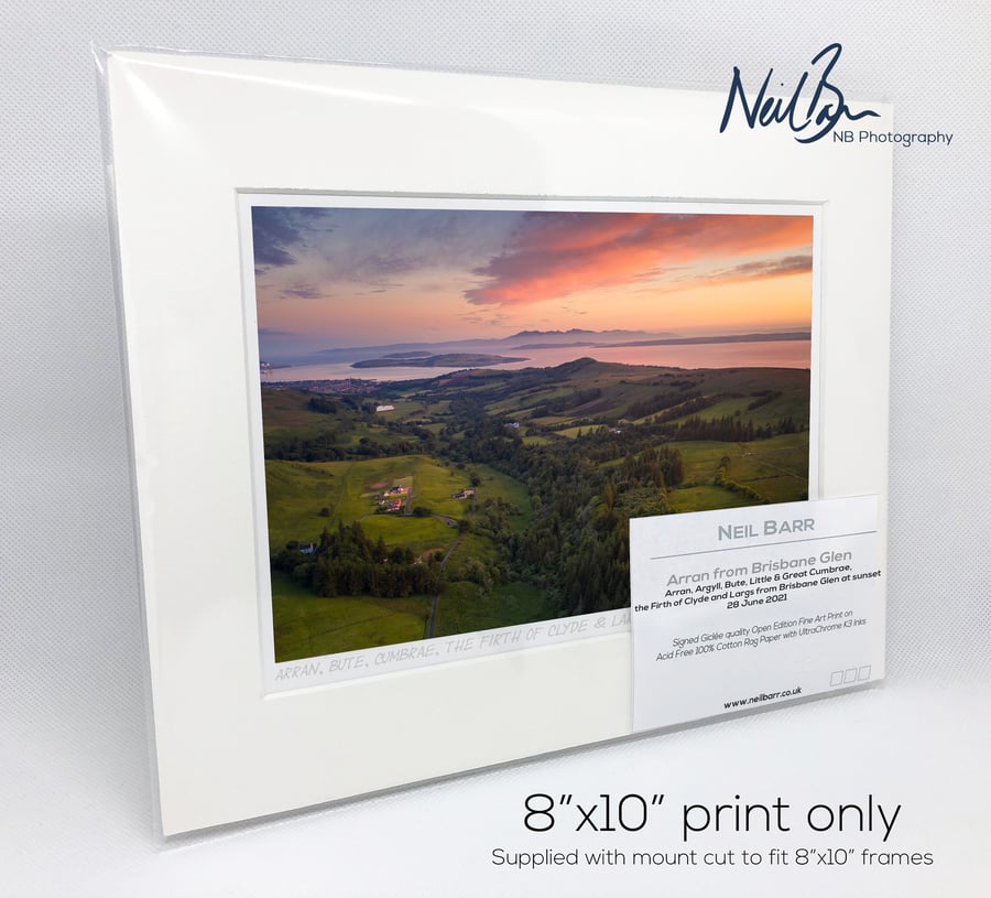 Arran, Cumbrae & Largs from Brisbane Glen - A5 (10" x 8") Unframed Print