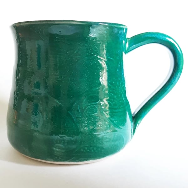 Patterned Mug - Hand Thrown Stoneware Ceramic Mug Turquoise 