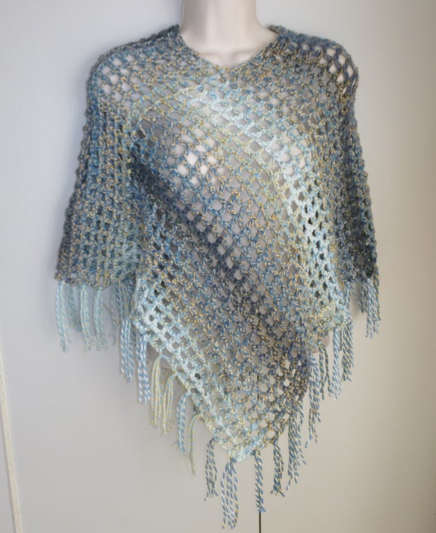 High neck short Boho festival crochet free size ladies poncho ( fa 452 A5 )