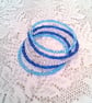 5 Strand Memory Wire and Blue Bead Cuff Bracelets, Stacking Bracelets, Cuff - Image 7