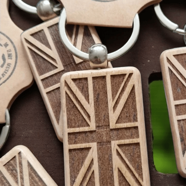 British Flag Wooden Keyring 