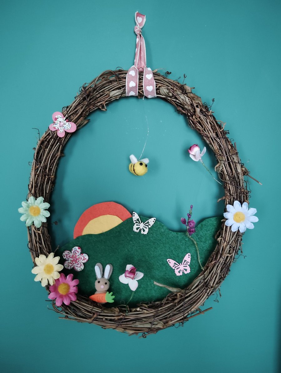 Easter wreath spring wall hanging