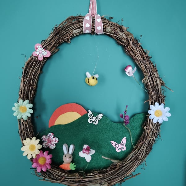 Easter wreath spring wall hanging