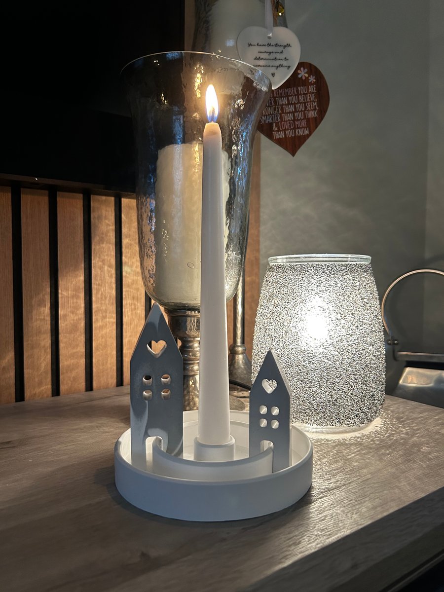 Ceramic Stone Candle Holder, Candlestick with decorative Houses