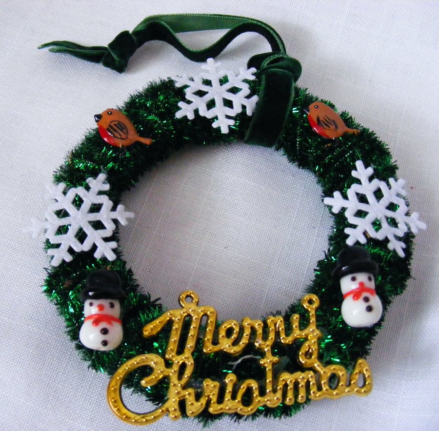Handmade snowflake Christmas wreath