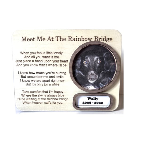 Handmade Pet memorial free standing plaque - Photo frame for Cats or Dogs