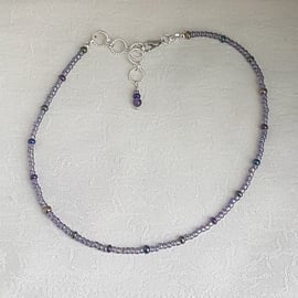 SALE - Pretty Purple Small Bead Choker Necklace.