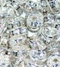 100pcs Silver Clear Rhinestone Rondelle Spacer Beads, 6mm, 8mm, 10mm, for Jewell
