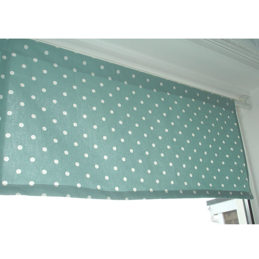 Curtain Pelmet Window Valance 50"x16" Pole Treatment Cafe Rod Duck Egg Polka Dot