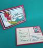 Santa Holiday Textile Postcard Decoration hand embroidered personalised message - Image 6