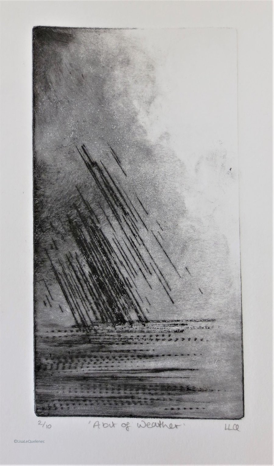 Original drypoint print of a stormy sea no.2 of an edition of 10 coastal etching