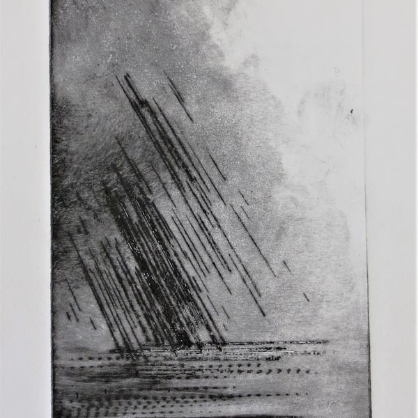 Original drypoint print of a stormy sea no.2 of an edition of 10 coastal etching