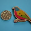 Wooden Colourful Bird Shaped Buttons 48x28mm Painted Bunting (BD22)