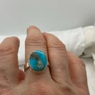 Sea Blue Turquoise Adjustable Ring