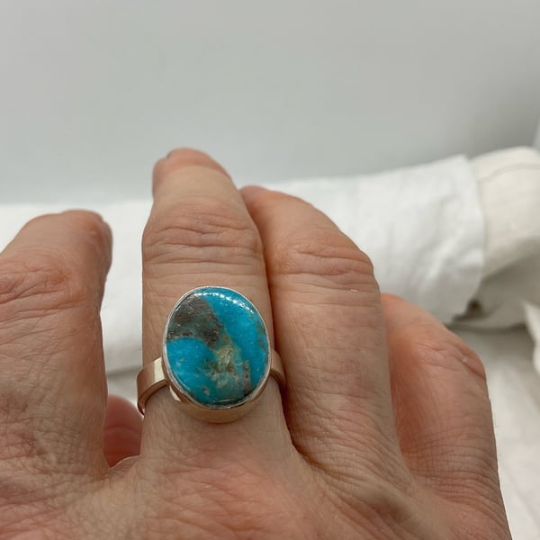 Sea Blue Turquoise Adjustable Ring
