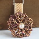  Flower pendant iridescent earth colour