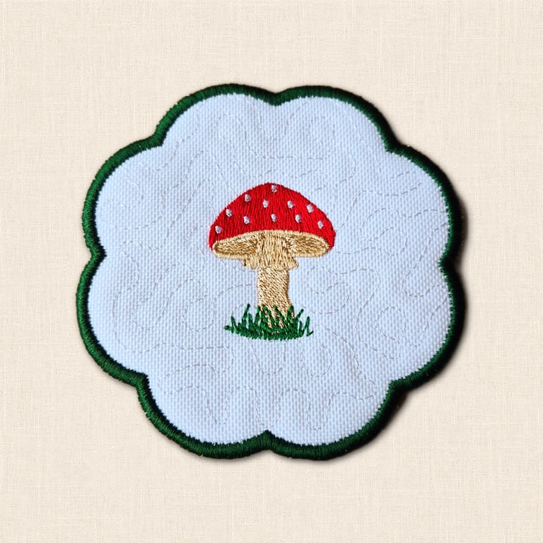 Toadstool Candle Coaster - Embroidered Woodland Home Decor