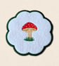 Toadstool Candle Coaster - Embroidered Woodland Home Decor