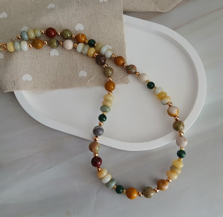 Mocha Necklace, Pretty beaded necklace, Charming necklace