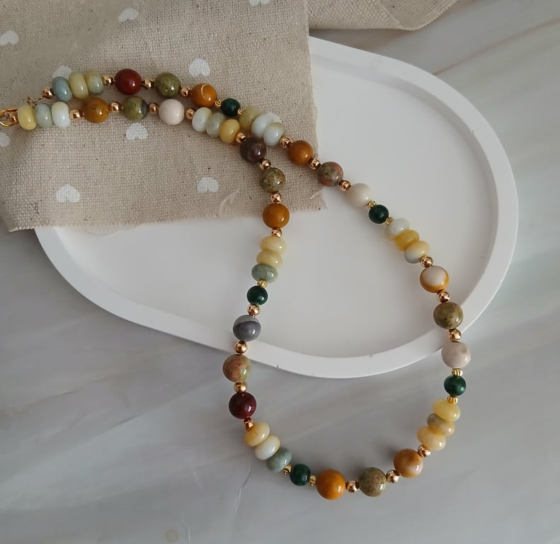Mocha Necklace, Pretty beaded necklace, Charming necklace