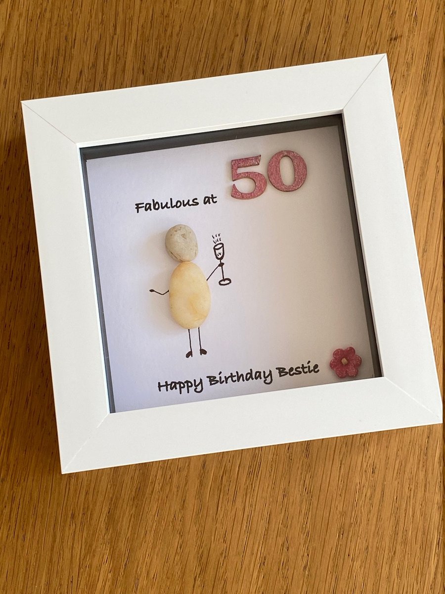 Birthday or Milestone Pebble Frame, Personalised Birthday Gift, Handmade Pebble 