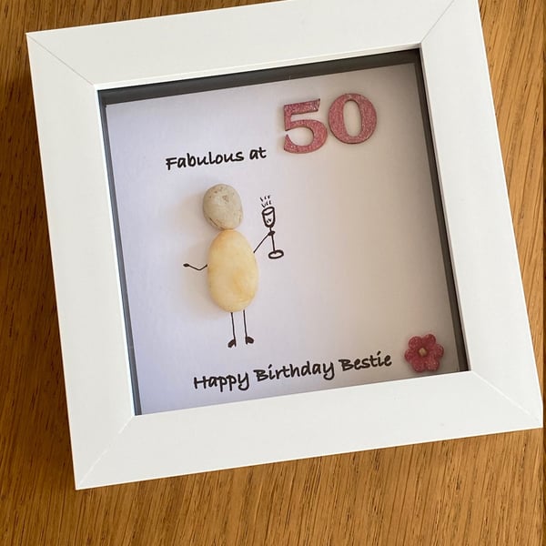 Birthday or Milestone Pebble Frame, Personalised Birthday Gift, Handmade Pebble 