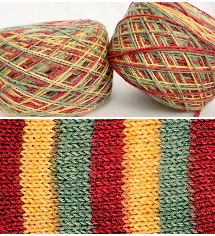 Hand dyed striped yarn 