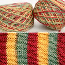 Hand dyed striped yarn 