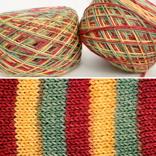 Hand dyed striped yarn 