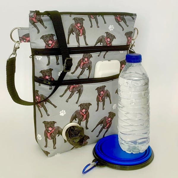 Dog walking bags, staffies