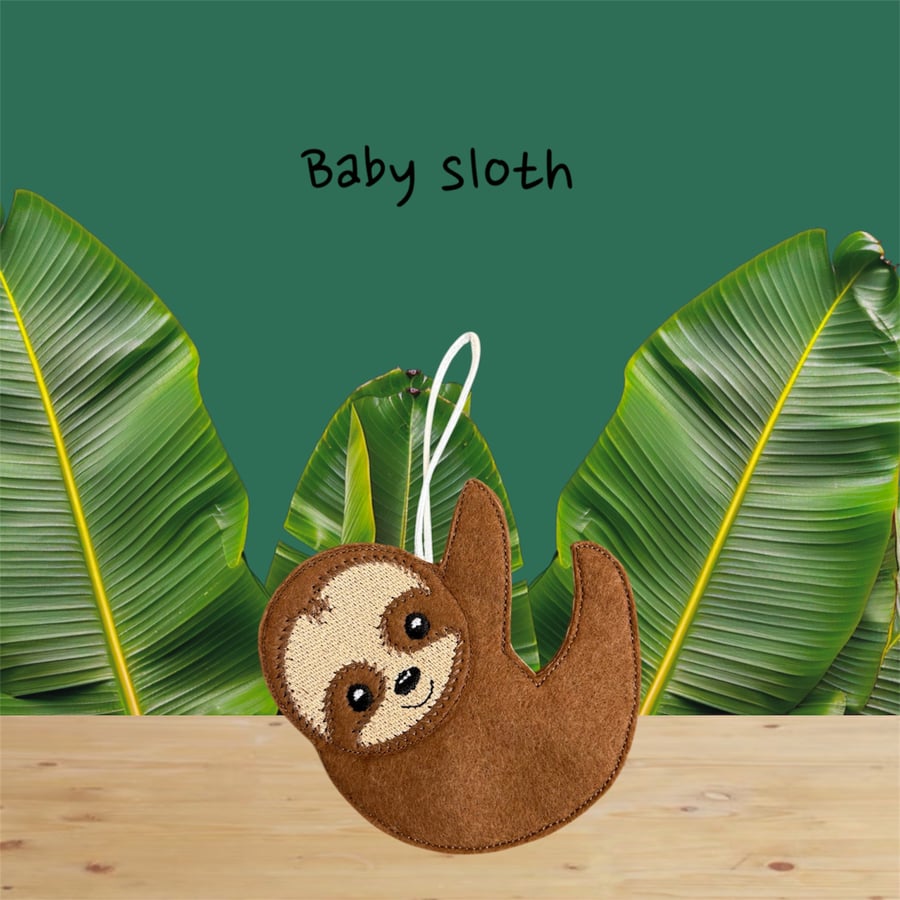 Sloth Embroidered Hanging Keepsake 