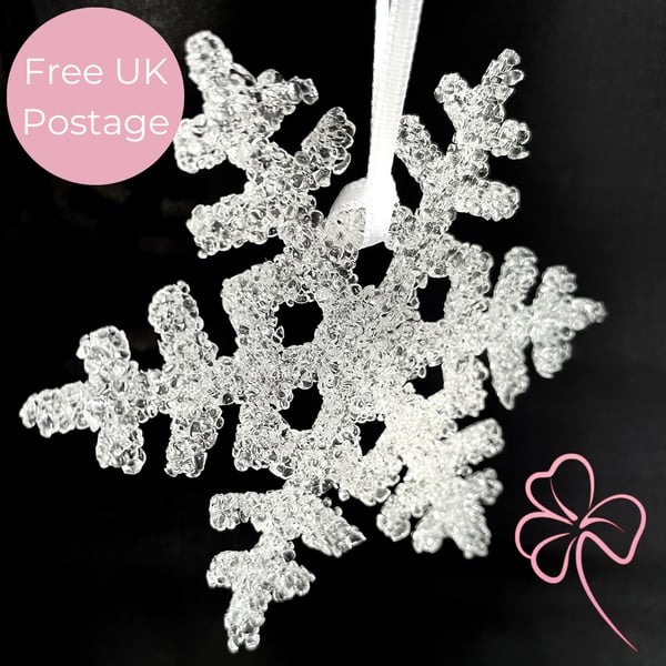 Frosty Fused Medium Glass Snowflake