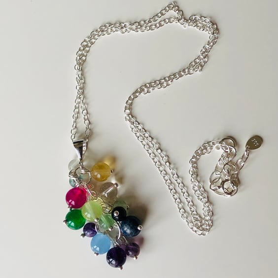Rainbow cluster necklace