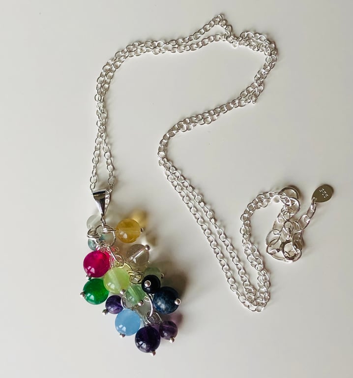 Rainbow cluster necklace