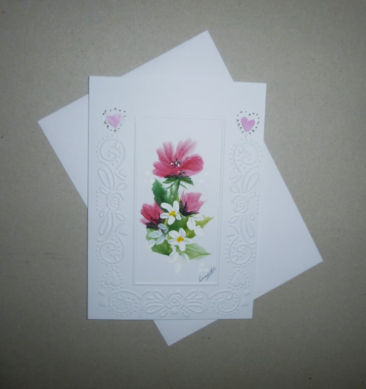 original art hand painted greetings card ( ref FA 309 A8 )