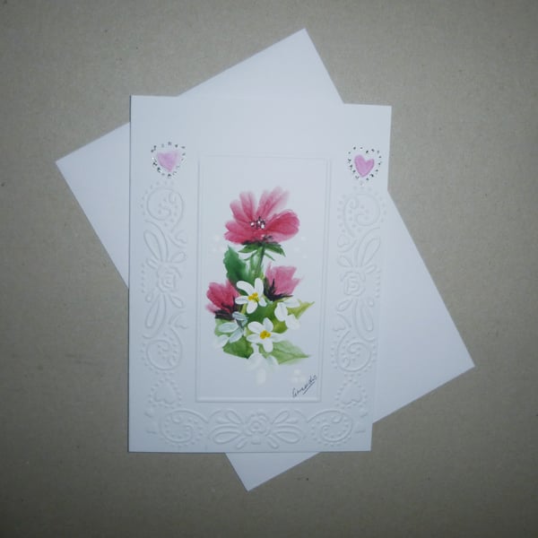 original art hand painted greetings card ( ref FA 309 A8 )