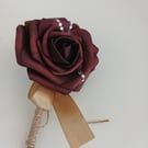 Burgundy rose buttonholes autumn coulours 