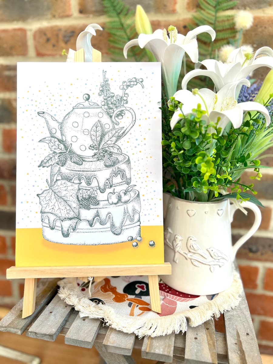 Illustration print - 'Acorn Tea Cake' foam board backing 
