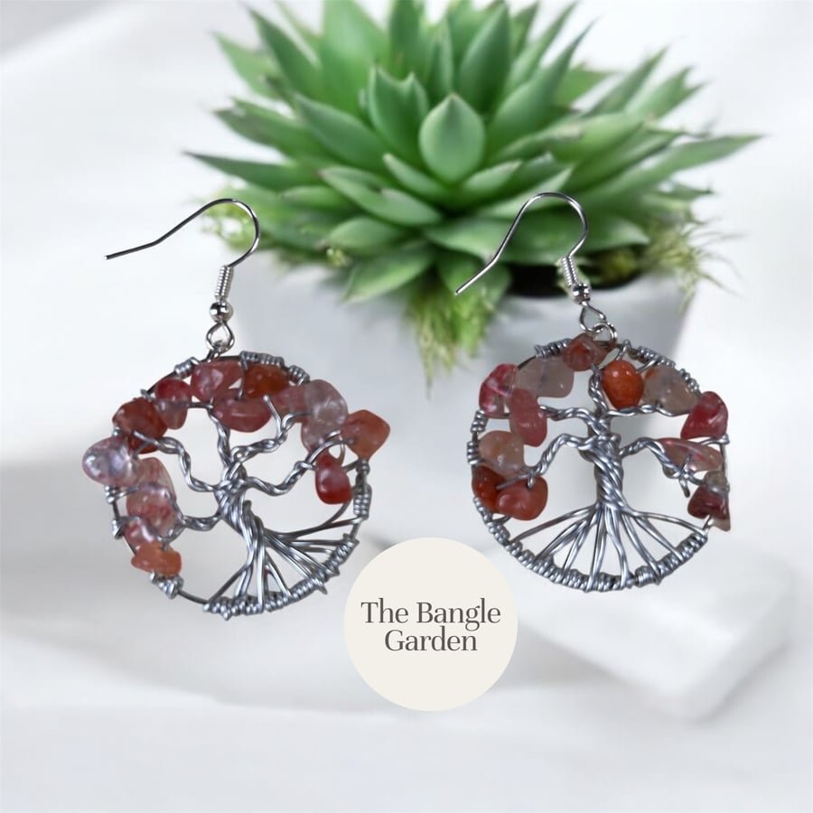 Wire wrapped Tree of Life Earrings