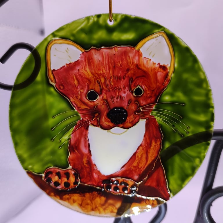 Handmade glass painted window hanging or Christmas tree bauble