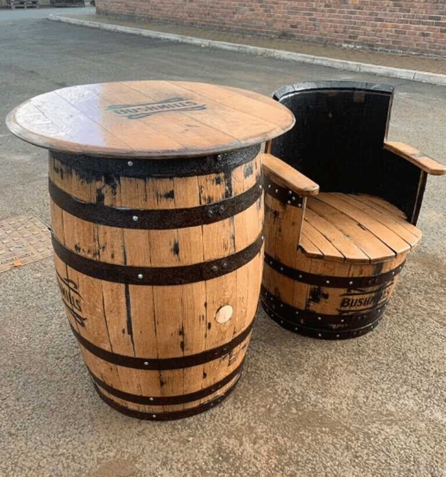 Recycled Solid Oak Whisky Barrel Table With Arm... Folksy