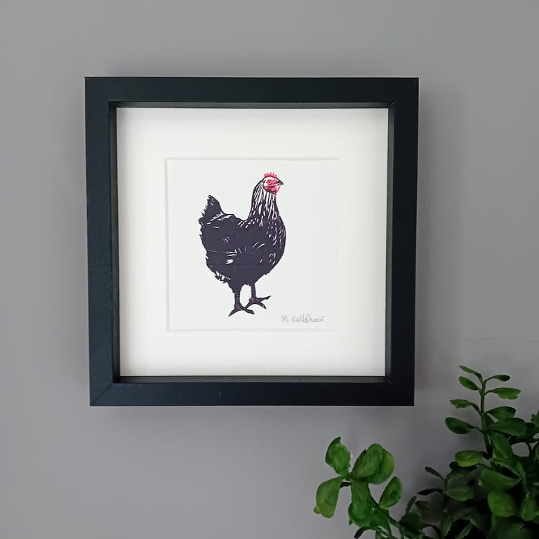 Chicken Print - black hen, chicken illustration, farm animal, country decor